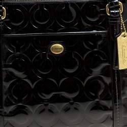 Coach Black Patent Leather Peyton Op Art Double Zip Satchel