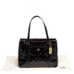 Coach Black Patent Leather Peyton Op Art Double Zip Satchel