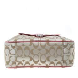 Coach Beige/Pink Signature Canvas and Leather Satchel