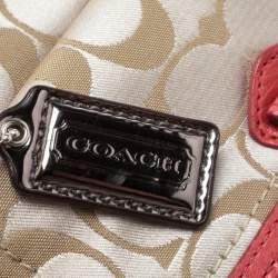 Coach Beige/Pink Signature Canvas and Leather Satchel