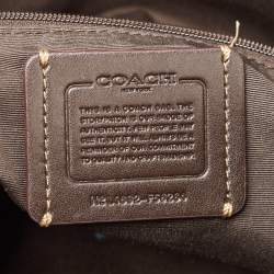 Coach Beige Signature Canvas East West Celeste Hobo