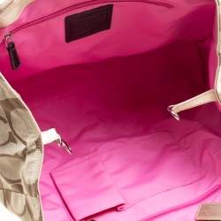 Pre Owned Coach Beige Signature Canvas Shopper Tote