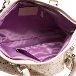 Pre Owned Coach Light Beige Laser Cut Leather Tote