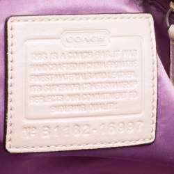 Pre Owned Coach Light Beige Laser Cut Leather Tote