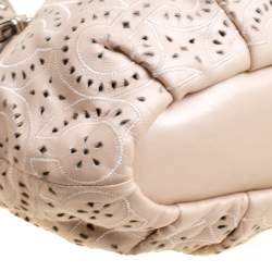 Pre Owned Coach Light Beige Laser Cut Leather Tote