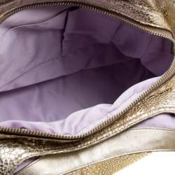 Pre Owned Coach Gold Embossed Leather Tote