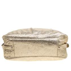 Pre Owned Coach Gold Embossed Leather Tote