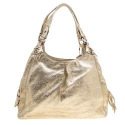 Pre Owned Coach Gold Embossed Leather Tote