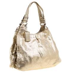 Pre Owned Coach Gold Embossed Leather Tote