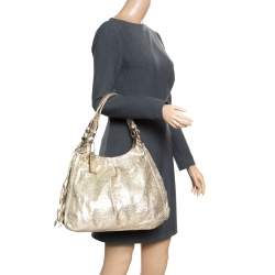 Pre Owned Coach Gold Embossed Leather Tote