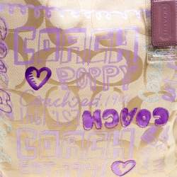 مملوكة مسبقًا Coach Beige/Lilac Signature Canvas Poppy Glam Tote