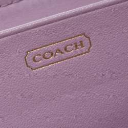Pre Owned Coach Purple Leather Zip Around Wallet