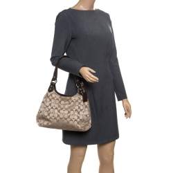 Coach Beige/Brown Signature Fabric Shoulder Bag