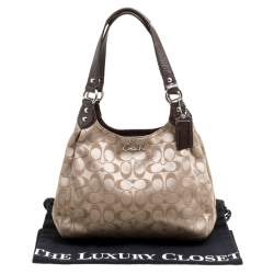 Coach Beige/Brown Signature Fabric Shoulder Bag