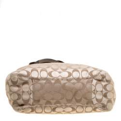 Coach Beige/Brown Signature Fabric Shoulder Bag