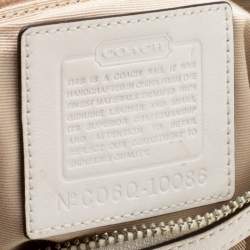 Coach Beige/White Signature Patched Canvas and Snake Skin Hobo