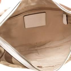 Coach Beige/White Signature Patched Canvas and Snake Skin Hobo
