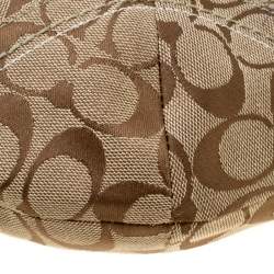 Coach Beige/White Signature Patched Canvas and Snake Skin Hobo