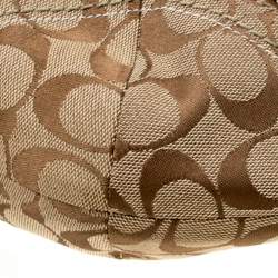 Coach Beige/White Signature Patched Canvas and Snake Skin Hobo