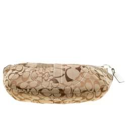 Coach Beige/White Signature Patched Canvas and Snake Skin Hobo