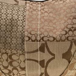 Coach Beige/White Signature Patched Canvas and Snake Skin Hobo