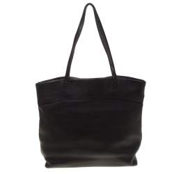 Pre Owned Coach Black Leather Shopper Tote