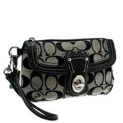 Coach Black/Grey Legacy Signature Wristlet Clutch 