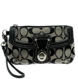 Coach Black/Grey Legacy Signature Wristlet Clutch 