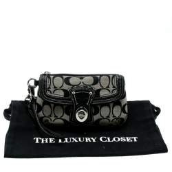 Coach Black/Grey Legacy Signature Wristlet Clutch 