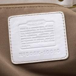 Coach Beige/White Printed Canvas and Leather Hobo