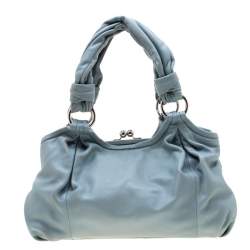 مملوكة مسبقًا Coach Blue Leather Parker Kisslock Satchel 