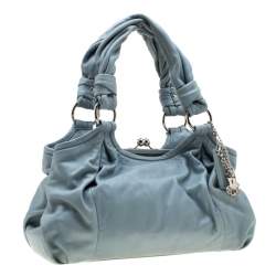 مملوكة مسبقًا Coach Blue Leather Parker Kisslock Satchel 