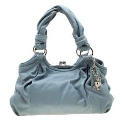 مملوكة مسبقًا Coach Blue Leather Parker Kisslock Satchel 