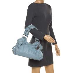 مملوكة مسبقًا Coach Blue Leather Parker Kisslock Satchel 