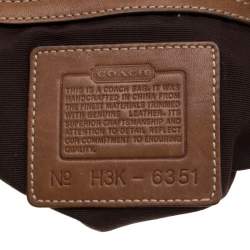 Pre Owned Coach Light Brown Signature Canvas And Leather Shoulder Bag