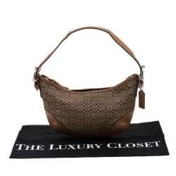 Pre Owned Coach Light Brown Signature Canvas And Leather Shoulder Bag