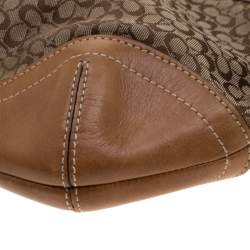 Pre Owned Coach Light Brown Signature Canvas And Leather Shoulder Bag