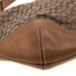 Pre Owned Coach Light Brown Signature Canvas And Leather Shoulder Bag