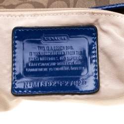 Pre Owned Coach Brown/Blue Signature Coated Canvas and Patent Leather Tote