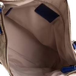 Pre Owned Coach Brown/Blue Signature Coated Canvas and Patent Leather Tote