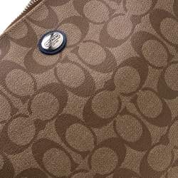 Pre Owned Coach Brown/Blue Signature Coated Canvas and Patent Leather Tote