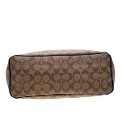 Pre Owned Coach Brown/Blue Signature Coated Canvas and Patent Leather Tote