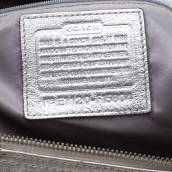 Coach Silver Canvas and Leather Ashley Satchel