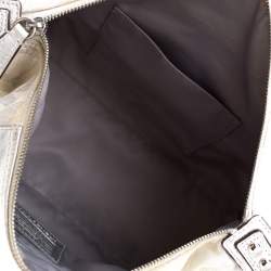 Coach Silver Canvas and Leather Ashley Satchel
