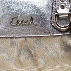 Coach Silver Canvas and Leather Ashley Satchel