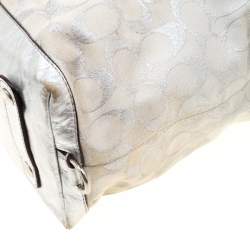 Coach Silver Canvas and Leather Ashley Satchel