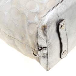 Coach Silver Canvas and Leather Ashley Satchel