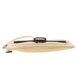 Pre Owned حقيبة صغيرة كوتش جلد بيج بإبزيم وحمالة معصم