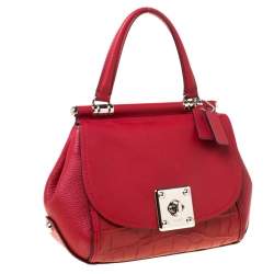 Coach Red Leather Drifter Carryall In Mixed Top Handle Bag