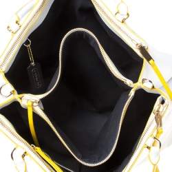 Pre Owned Coach White Leather Large Borough Sunglow Tote